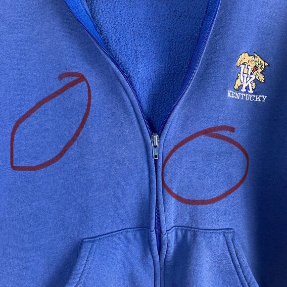 Vintage Kentucky Wildcats Sherpa Lined Zip Hoodie Blue Size Large Sporty Fan - Picture 9 of 12